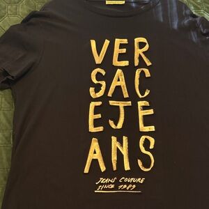 Versace Jeans Collection Black Tee with Gold Text